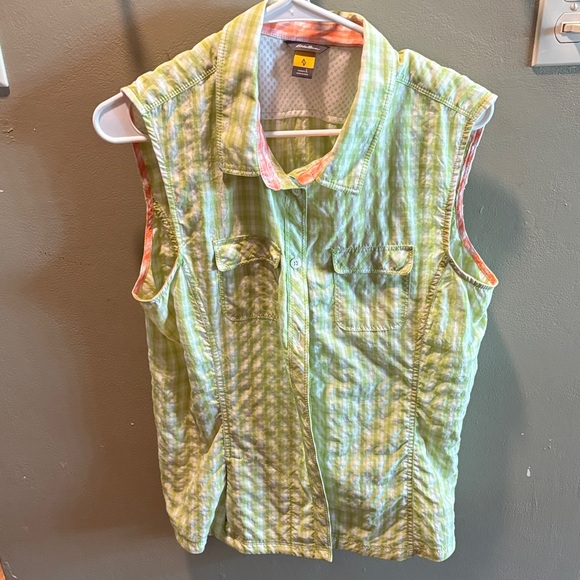 Eddie Bauer Orange and Green Plaid Shirt - Picture 1 of 4